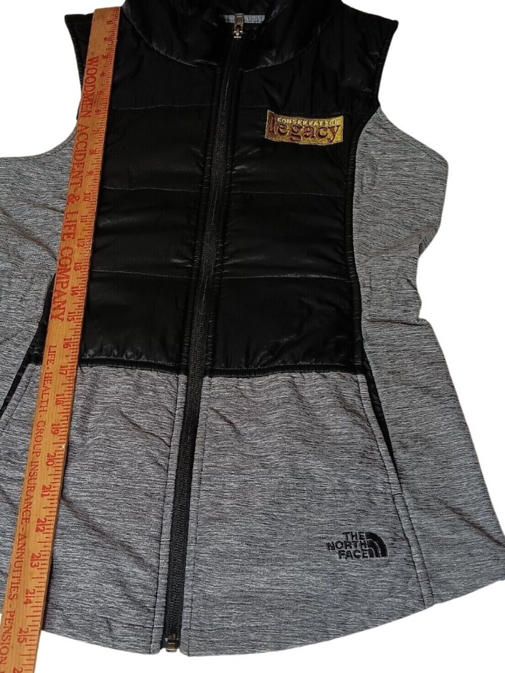 The North Face Pseudo Puffer Tunic Vest Small Gray Black Conservation Legacy - Picture 5 of 9
